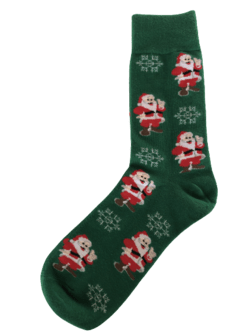Julestrømper, Grøn med Julemænd og Snefnug