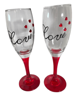 Champagne glas med hjerter