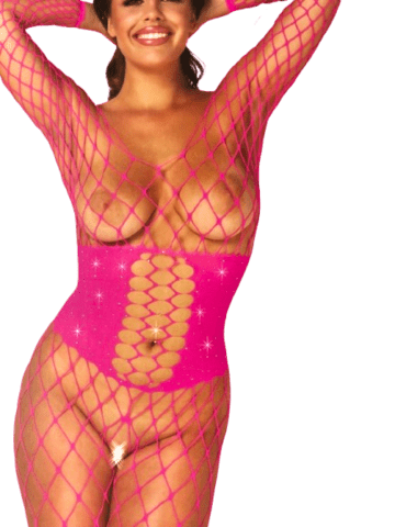 Pink Net Catsuit med Korset Look