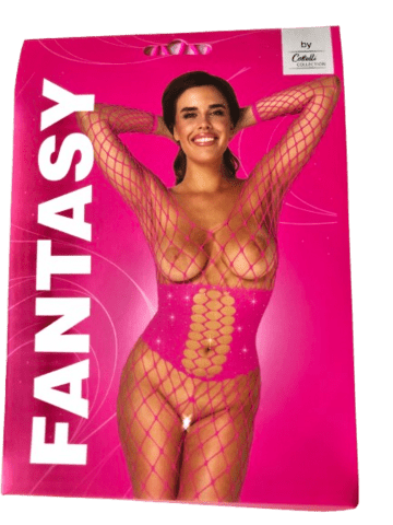 Pink Net Catsuit med Korset Look