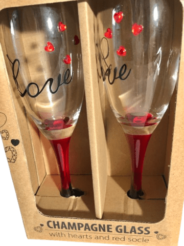 Champagne glas med hjerter